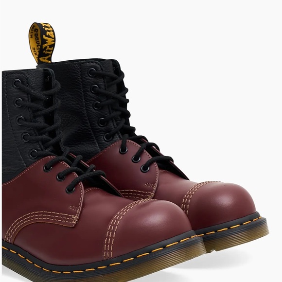 Dr. Martens Men's Black and Burgundy Boots - Picture 3 of 5